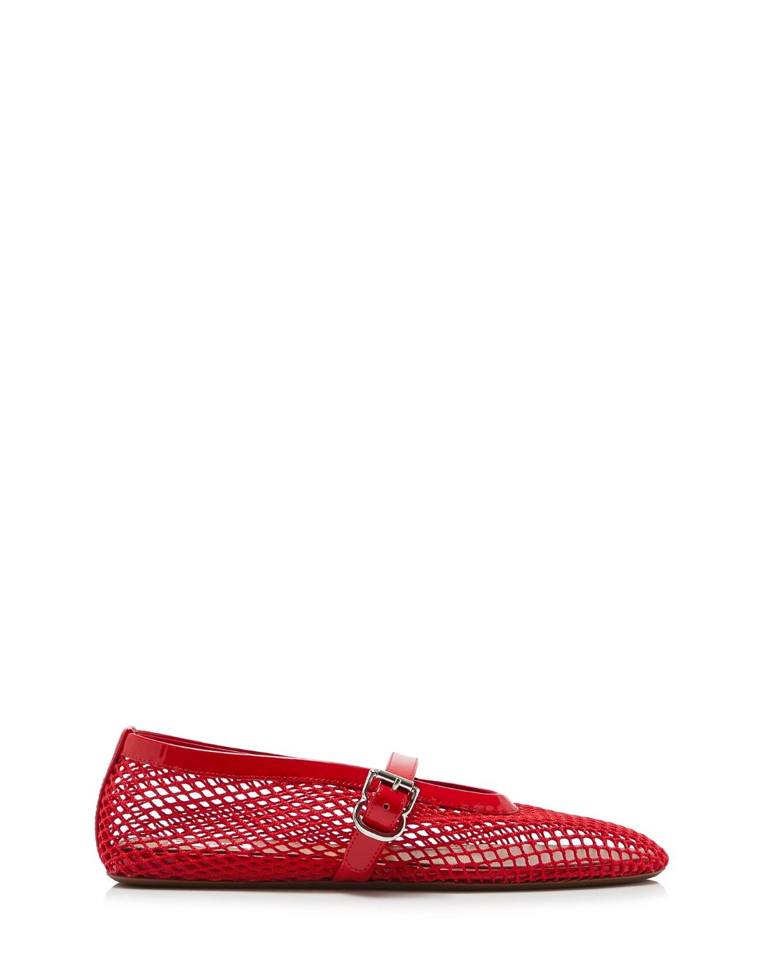 ALAÏA Fishnet Ballet Flats in Red