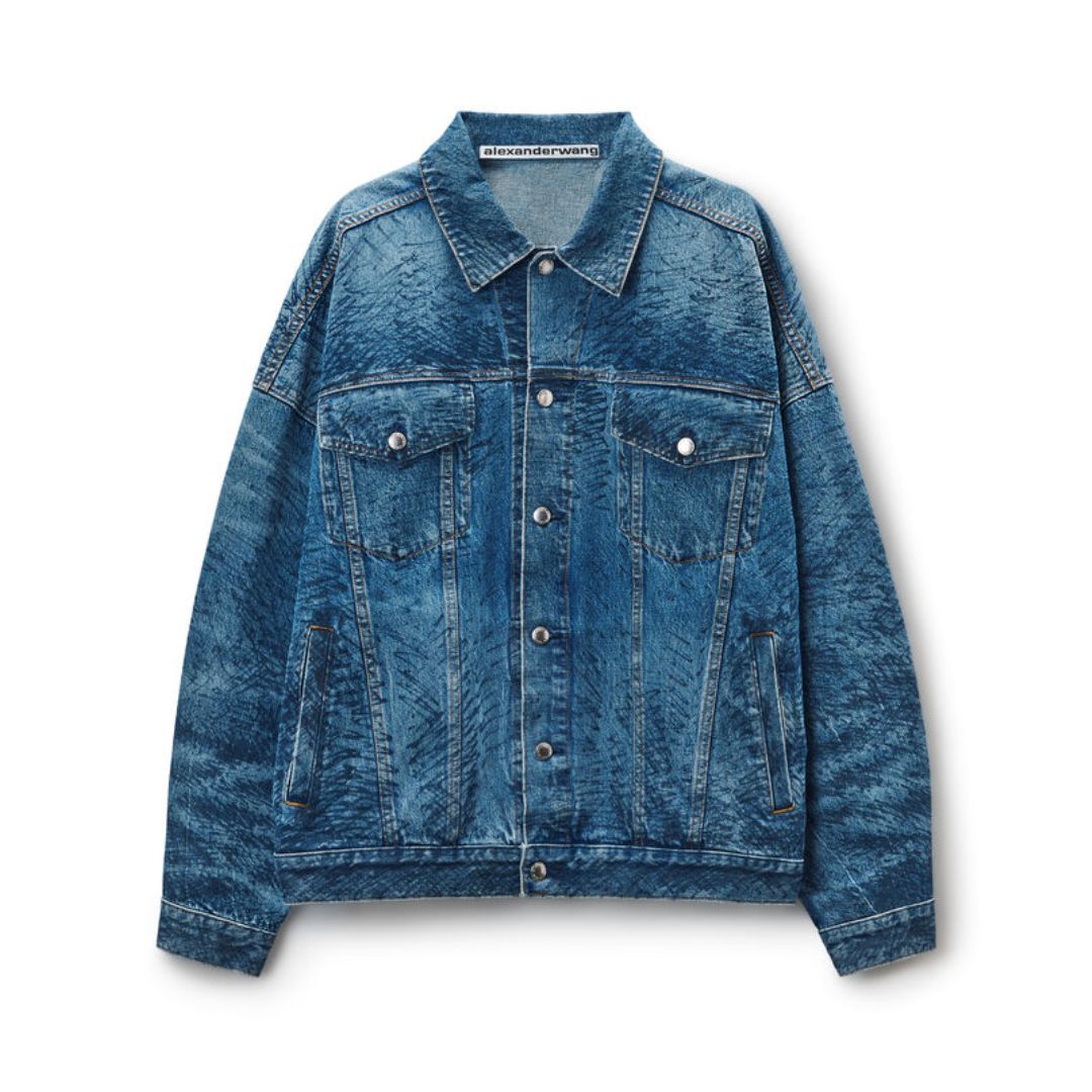 ALEXANDER WANG Marker-print Trucker Jacket in Indigo