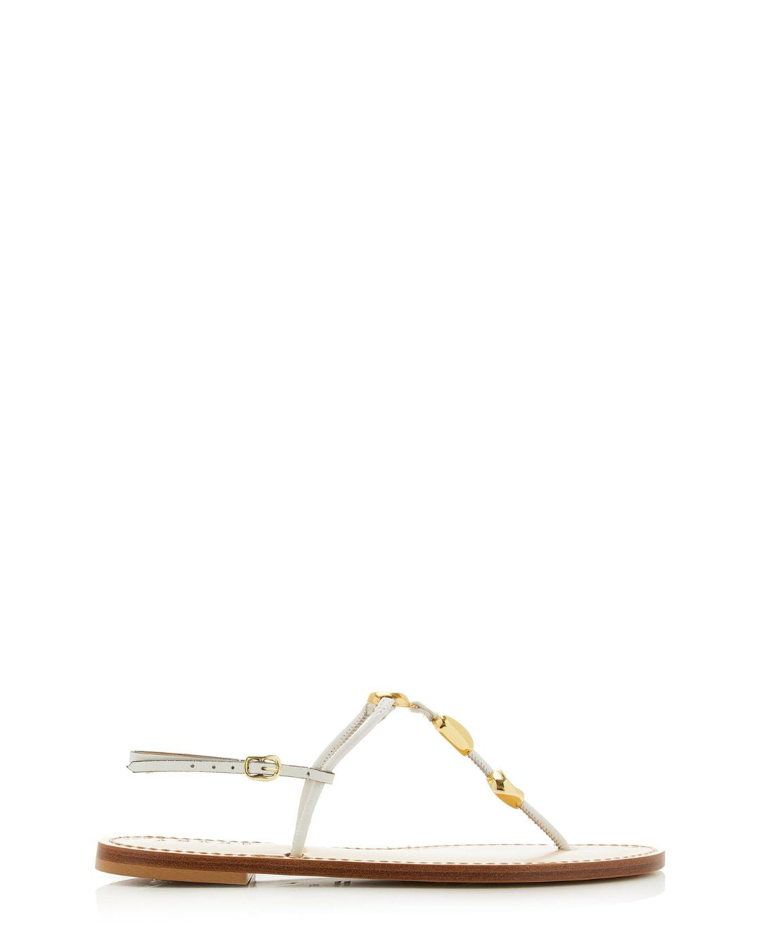 AMANU The Nairobi Embellished Leather Sandals in White