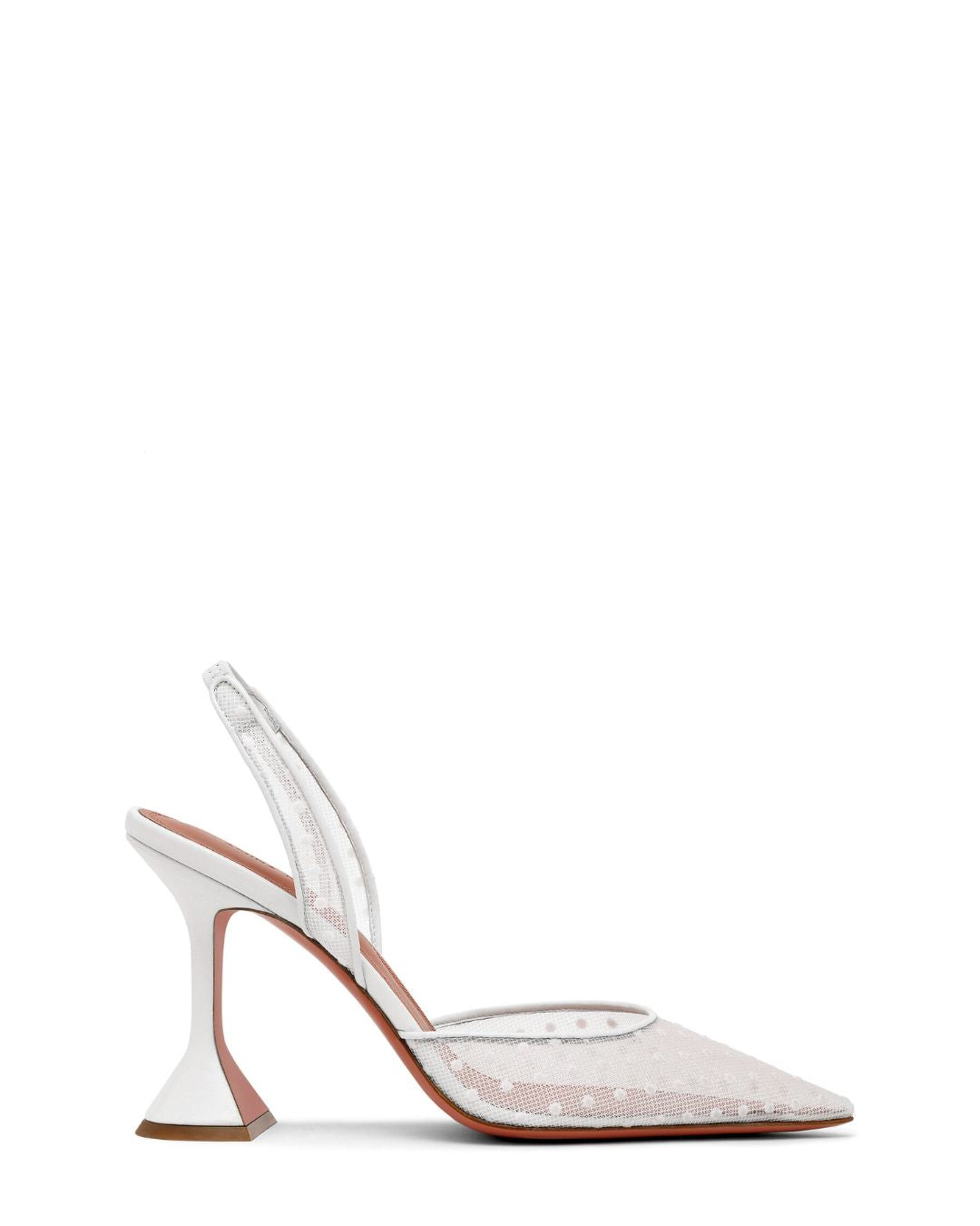 AMINA MUADDI Holli Polka-Dot Lace Slingback Pumps in White