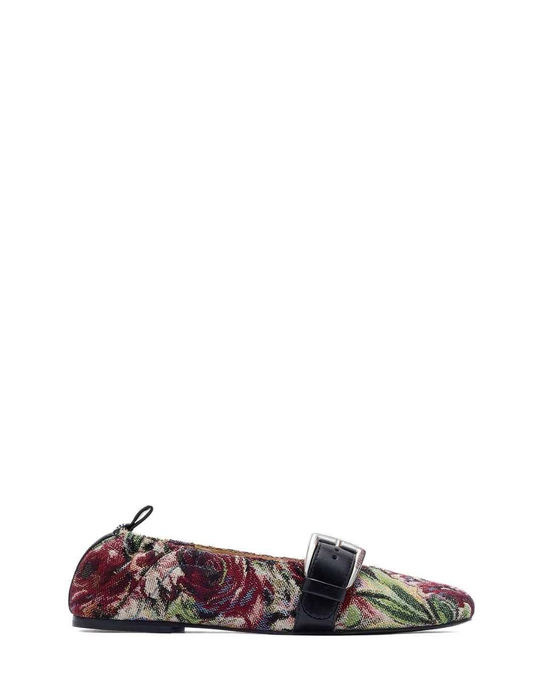 GANNI Buckle Strap Ballerinas in Tapestry - Tawny Port