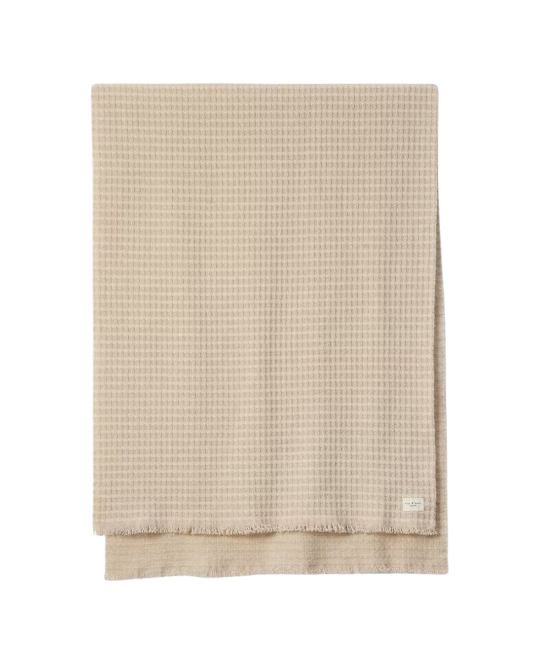 RAG & BONE Joni Waffle-Knit Wool Scarf in Oatmeal