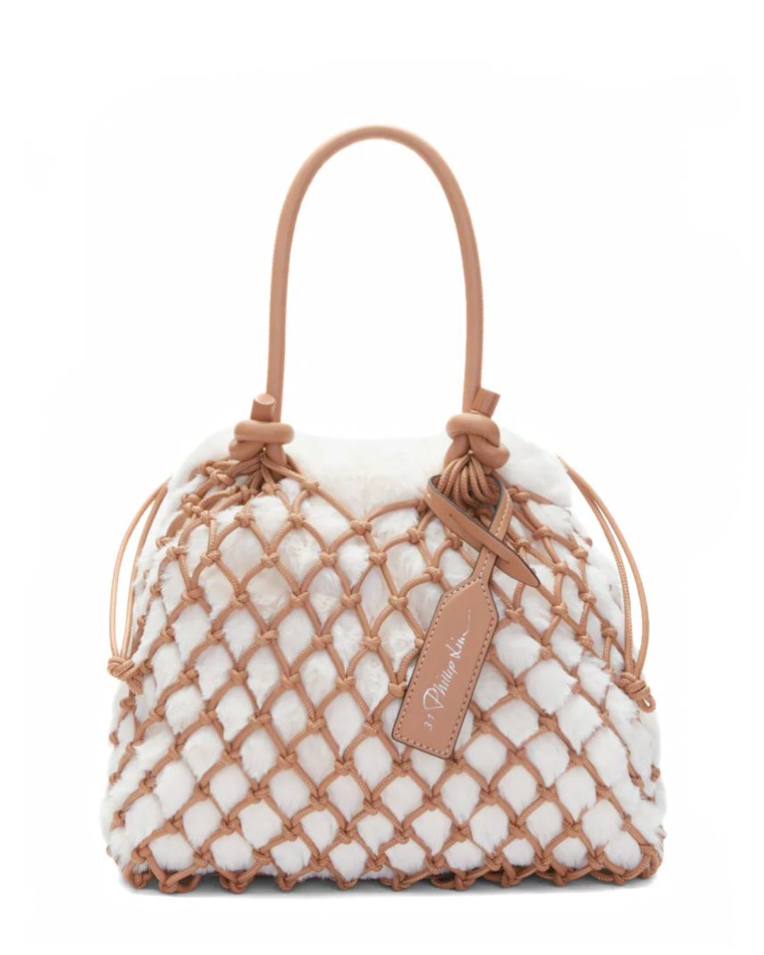 3.1 PHILLIP LIM Faux Fur Macrame Mini Sac in Ivory/Camel