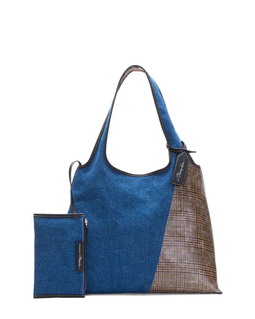 3.1 PHILLIP LIM Patchwork Denim Market Tote in Indigo Multi