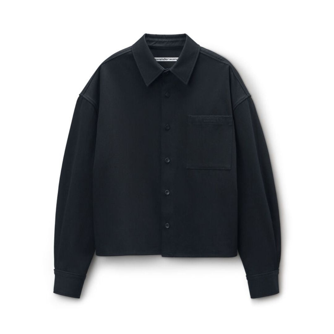 ALEXANDER WANG Cotton Boxy Button Up Shirt in Black