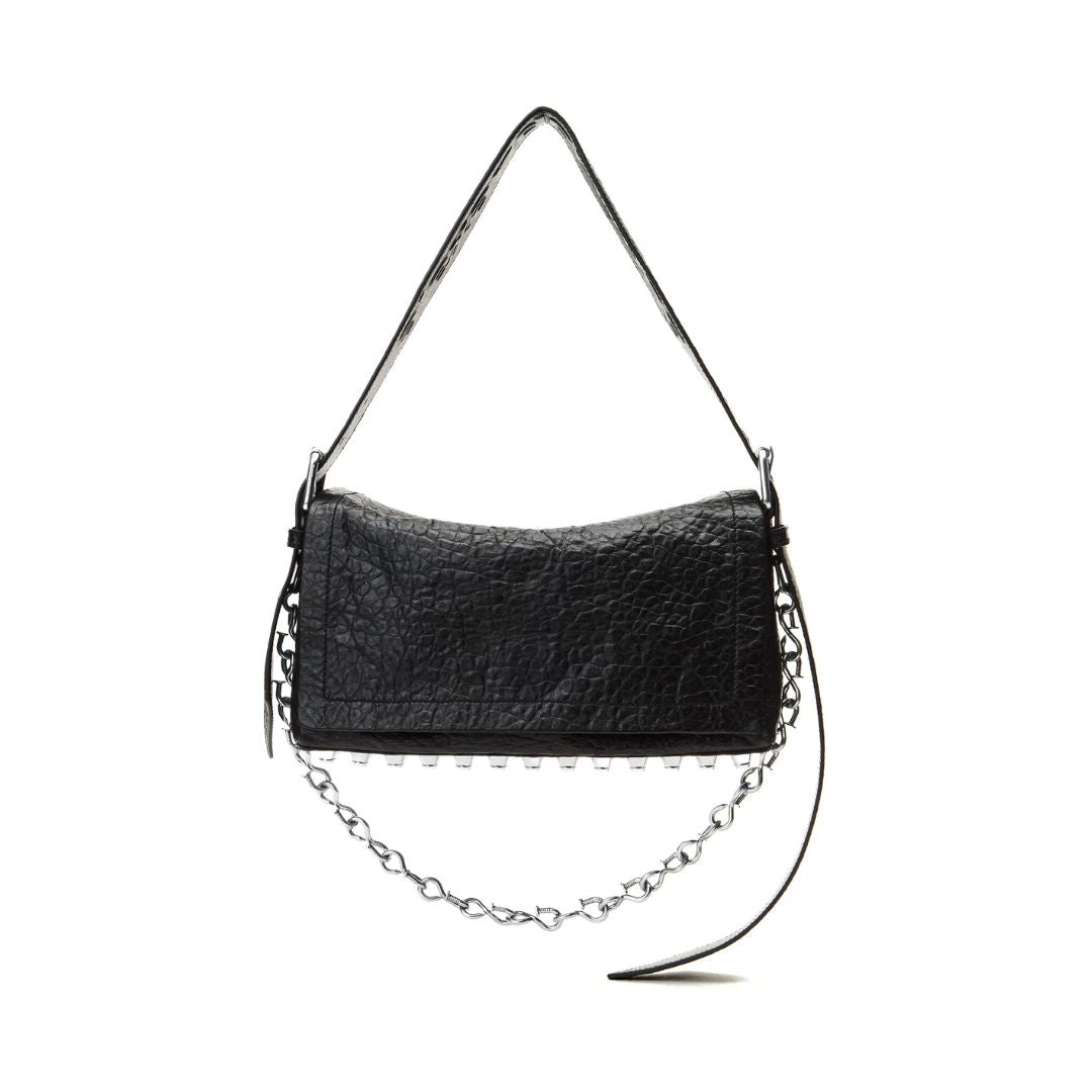 ALEXANDER WANG Leather Ricco Medium Flap Bag in Black