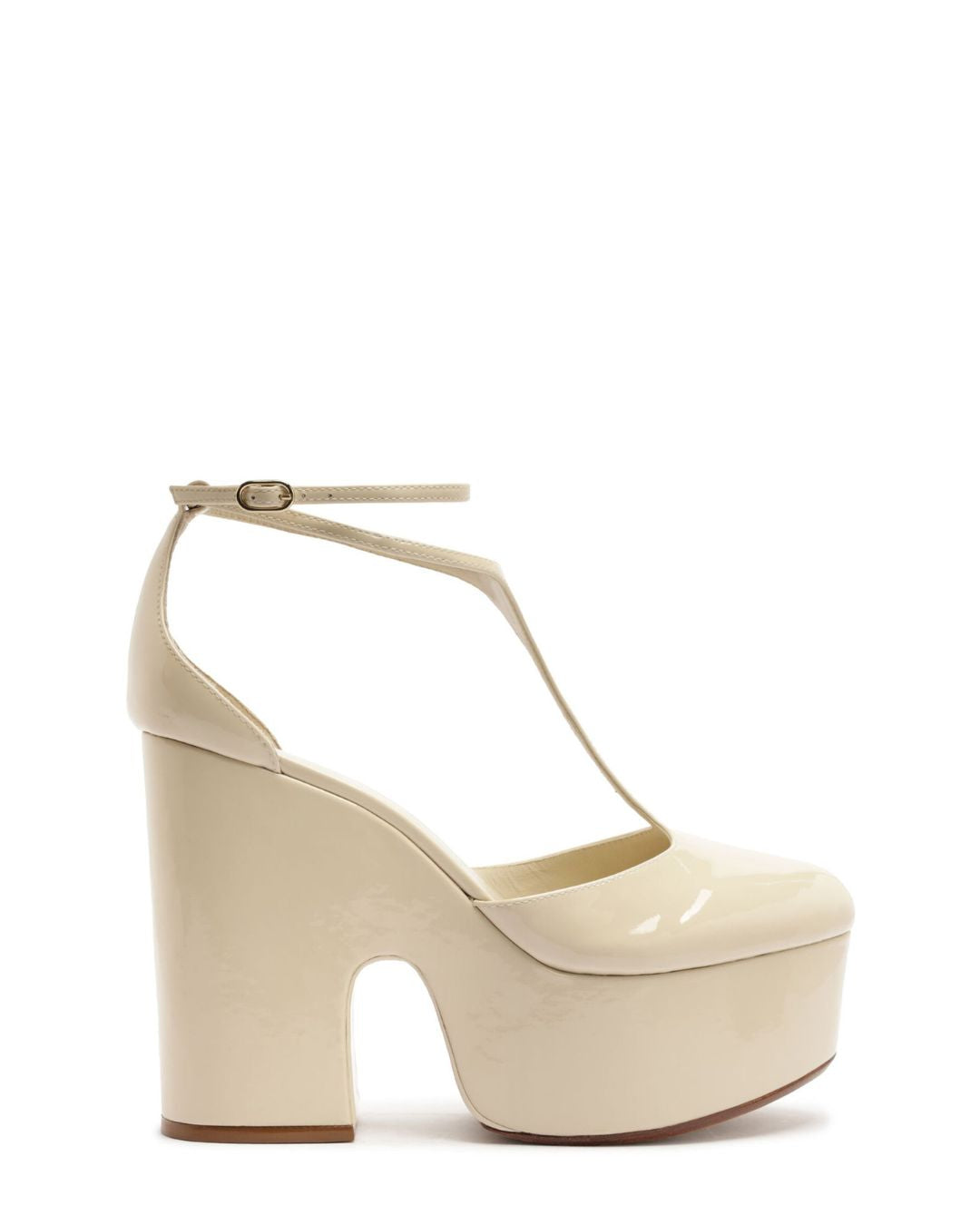 ALEXANDRE BIRMAN Thay Patent Leather Platform Sandals in Ivory