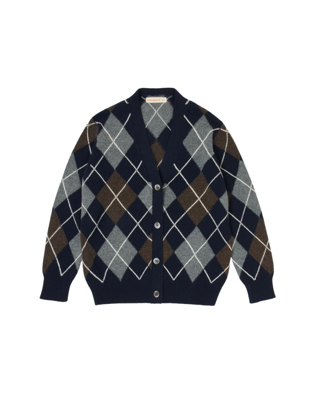 &DAUGHTER Ava Argyle Cardigan in Navy/Brown 