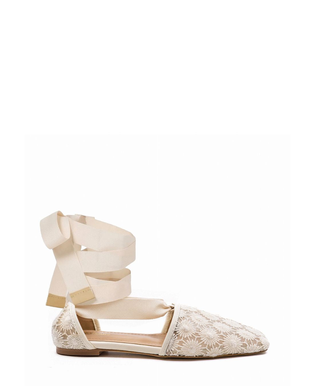 ANDREA GOMEZ Desi Lace-Up Flats in White