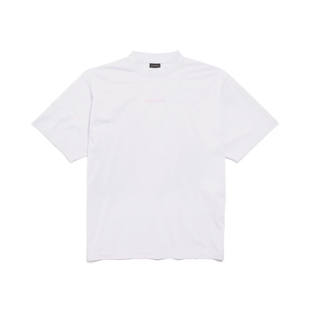 BALENCIAGA Back T-shirt Medium Fit in Dirty White/Baby-pink