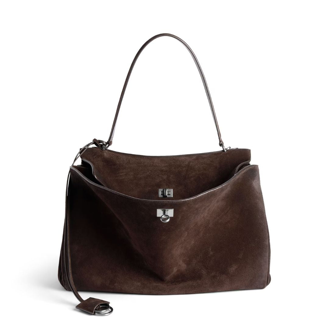 BALENCIAGA Rodeo Handbag Large in Light Espresso