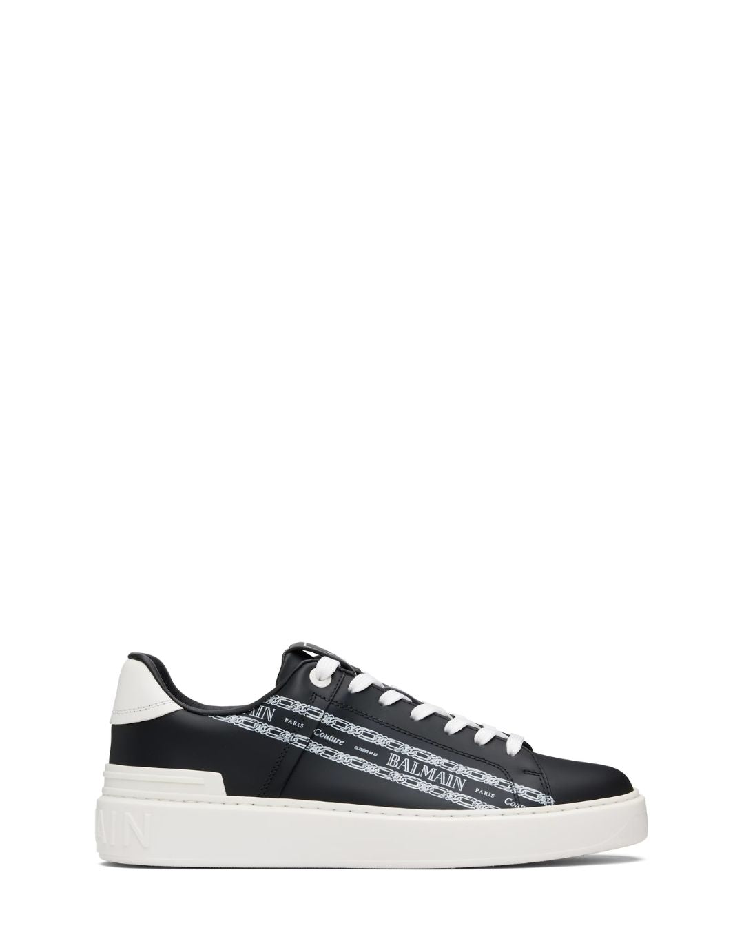 BALMAIN B-Court Printed Calfskin Sneakers - Black/White