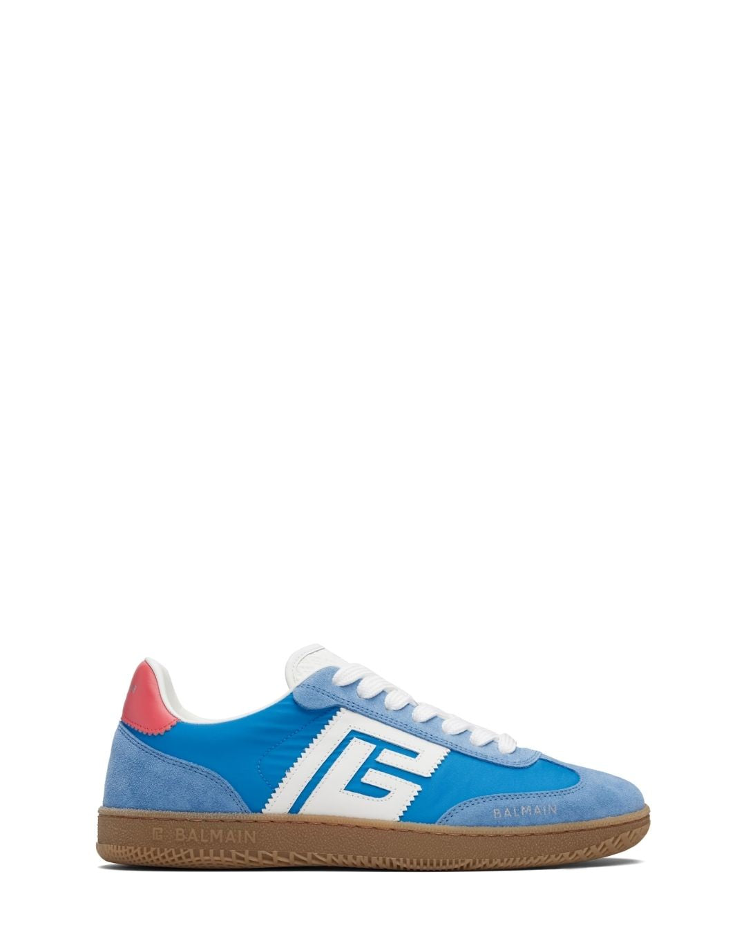 BALMAIN Swan Suede & Nylon Sneakers - Blue/Red