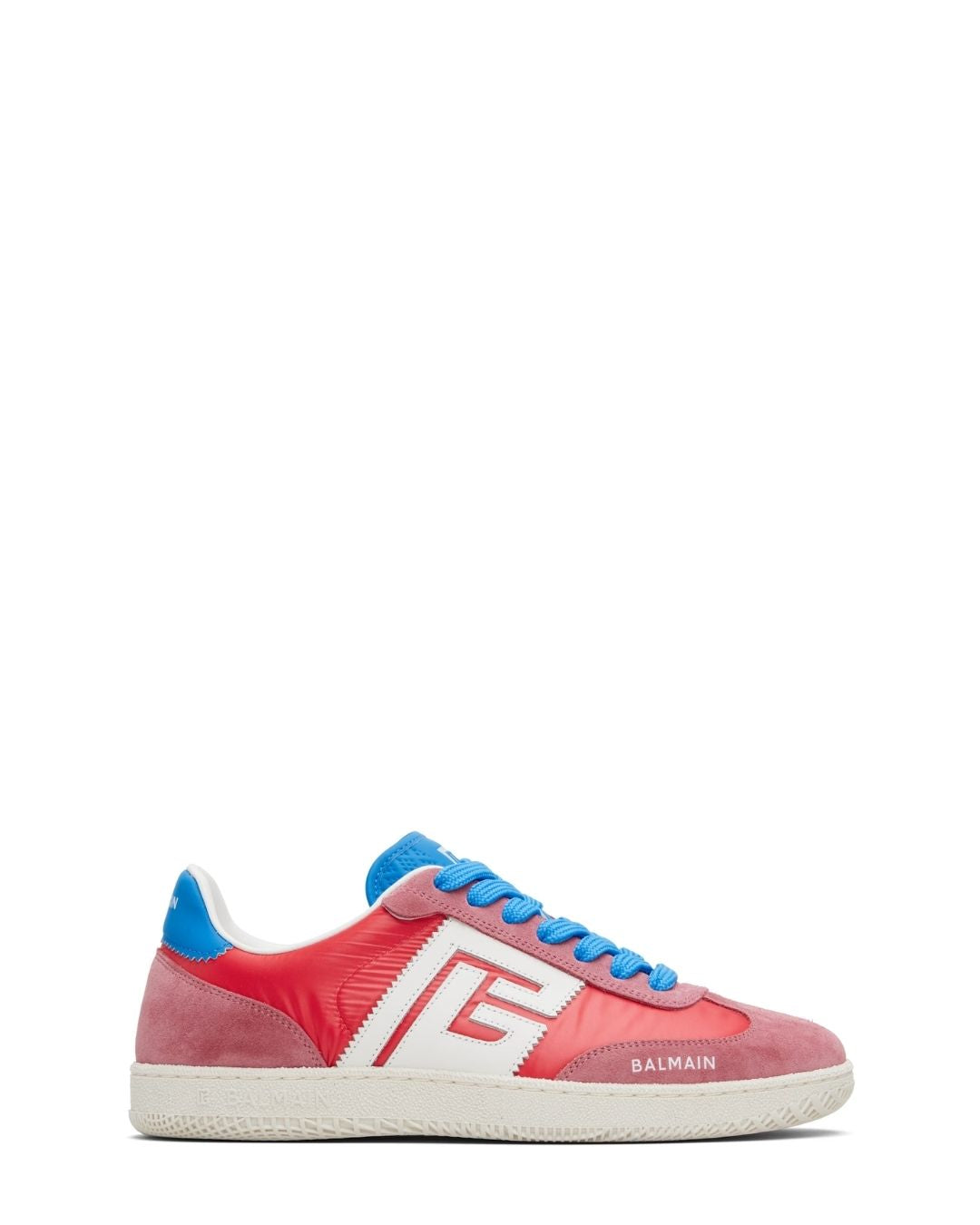 BALMAIN Swan Suede & Nylon Sneakers - Red/Blue
