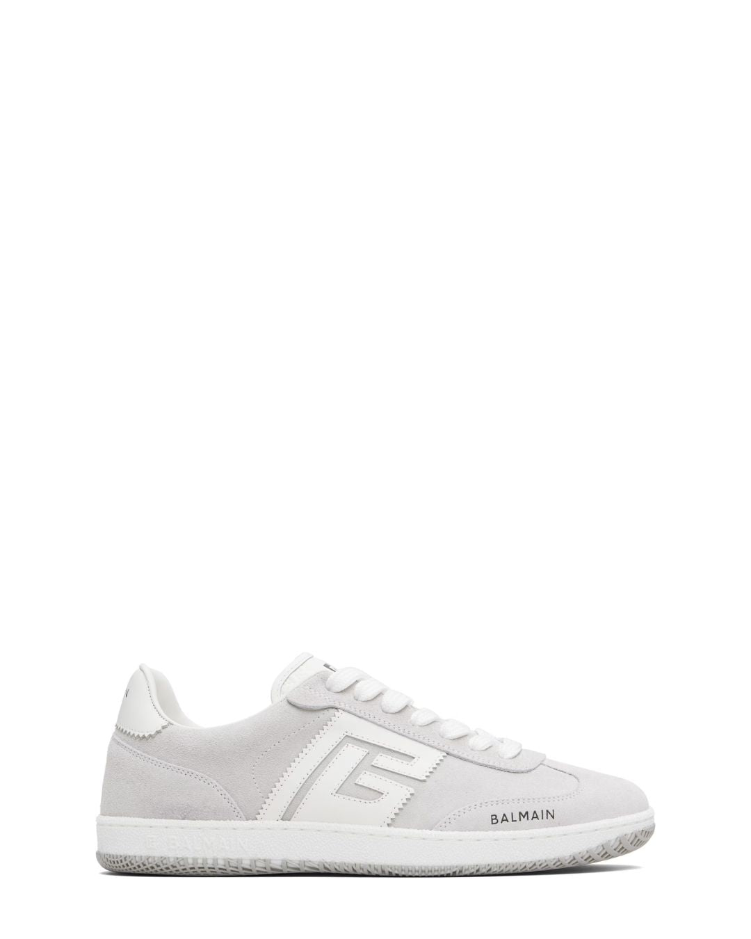 BALMAIN Swan Suede & Smooth Leather Sneakers - Gray