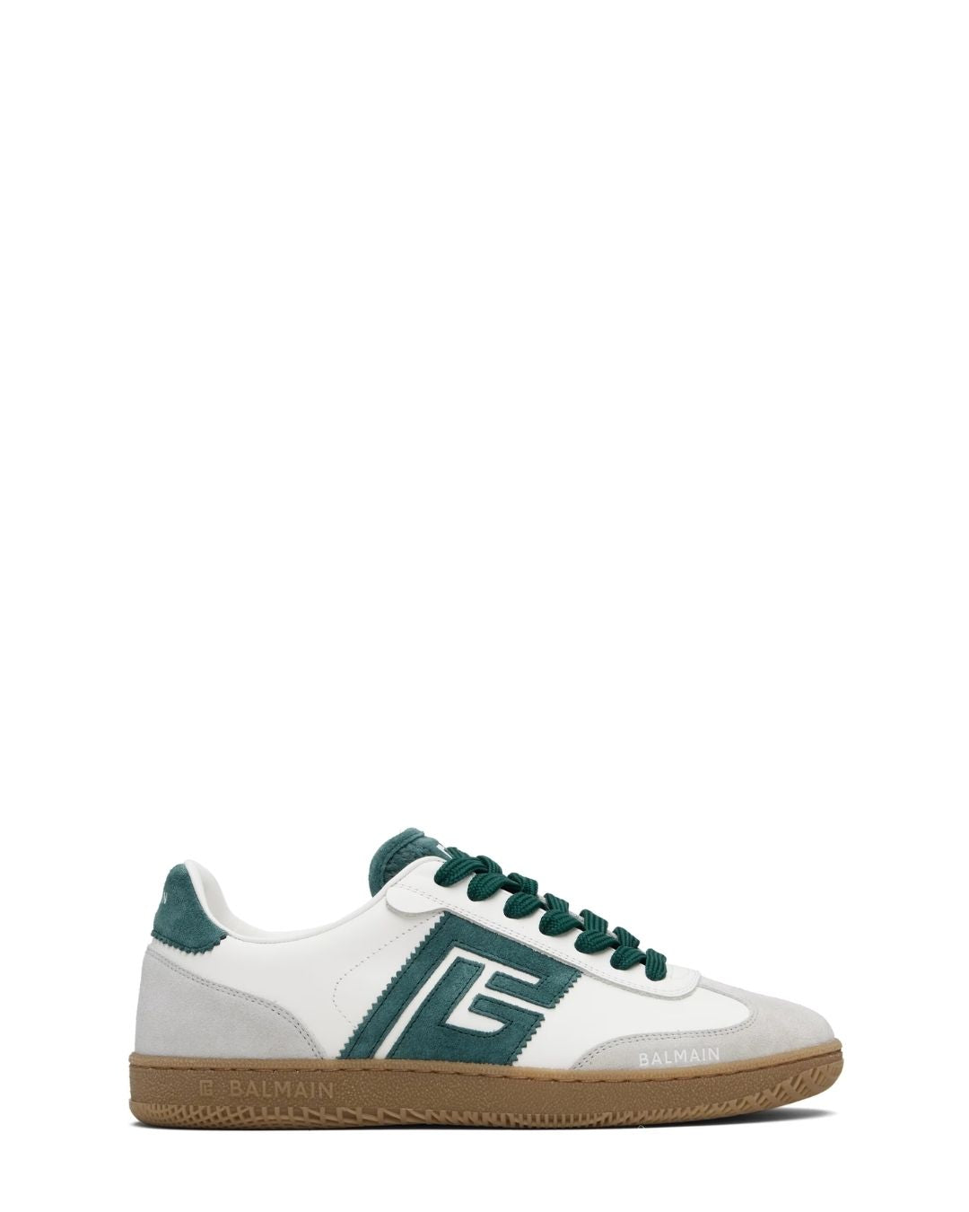 BALMAIN Swan Suede & Smooth Leather Sneakers - White/Green