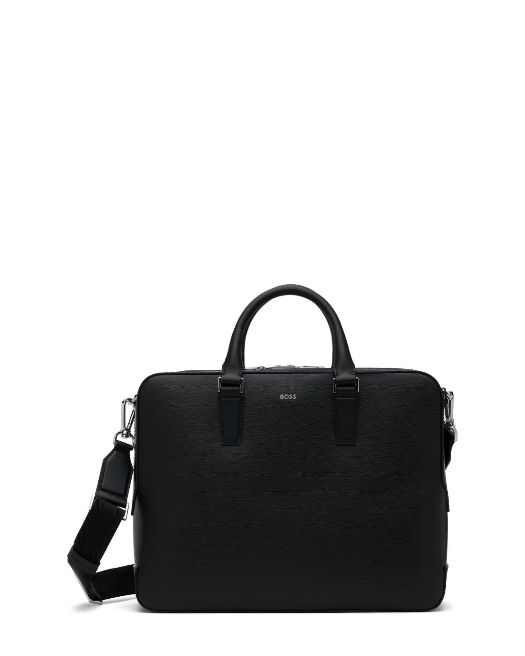 BOSS Structured Logo Briefcase - Black