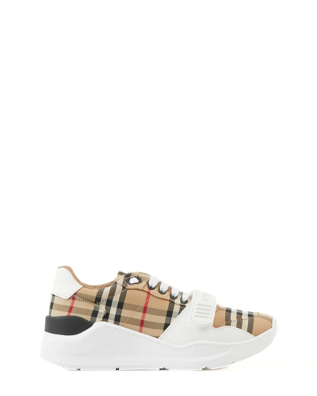 BURBERRY Check and Leather Sneakers - Archive Beige