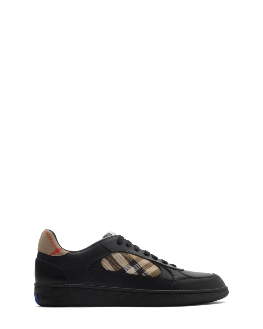 BURBERRY Leather & Check Terrace Sneakers​ - Black/Sand