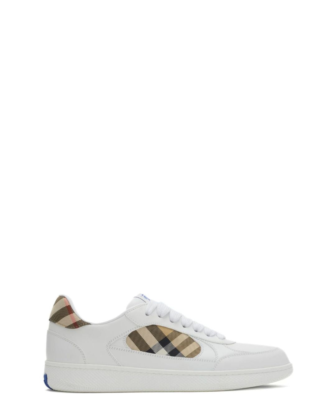 BURBERRY Leather & Check Terrace Sneakers​ - White/Sand