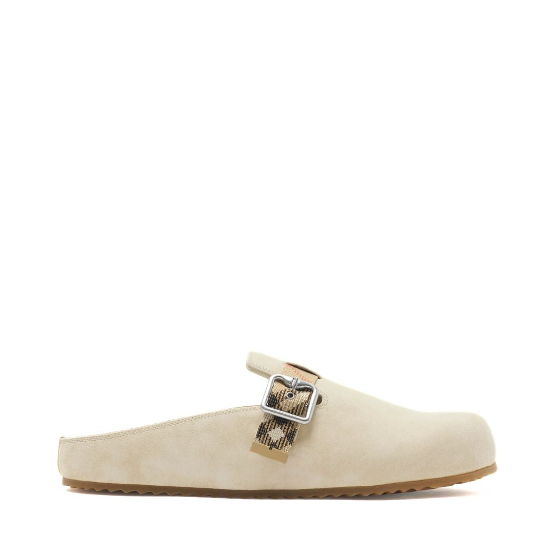 BURBERRY Suede Urchin Clogs in Bake