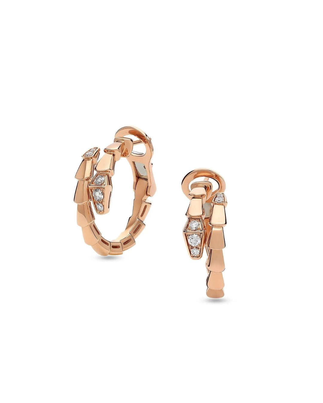 BVLGARI Serpenti Viper 18K Rose Gold & 0.18 TCW Diamond Hoop Earrings - Pink Gold