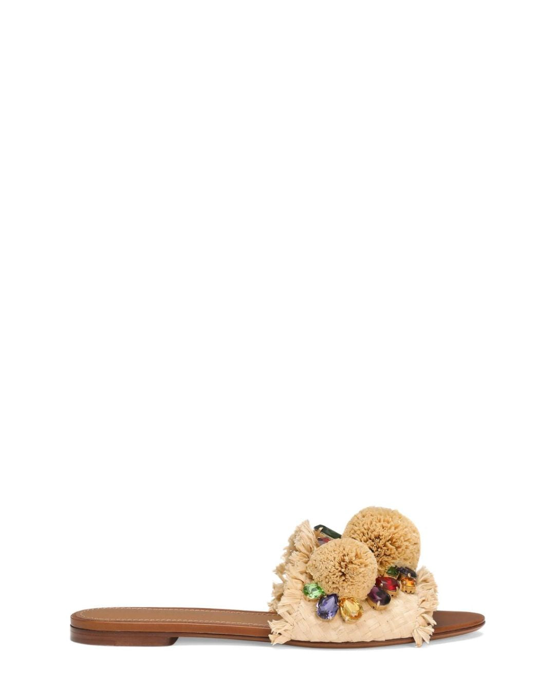 DOLCE & GABBANA Braided Slipper with Fringes in Beige