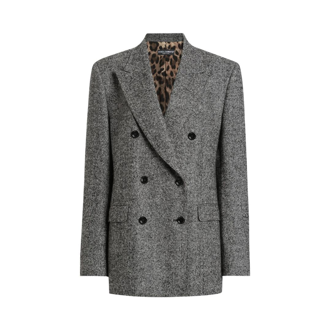 DOLCE & GABBANA Double-breasted Chevron Jacket in Multicolor 