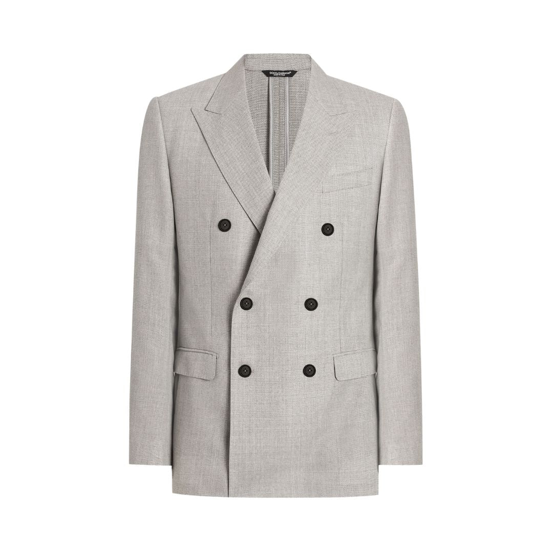 DOLCE & GABBANA Double-breasted Taormina Wool Jacket in Grey