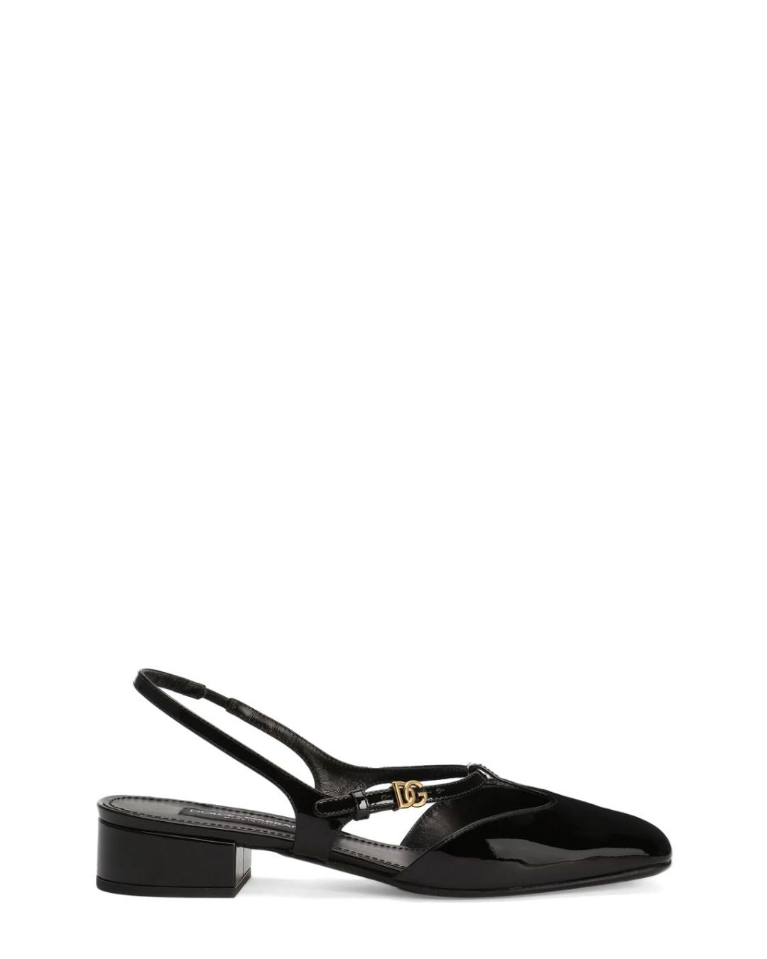 DOLCE & GABBANA Patent Leather Slingback in Black