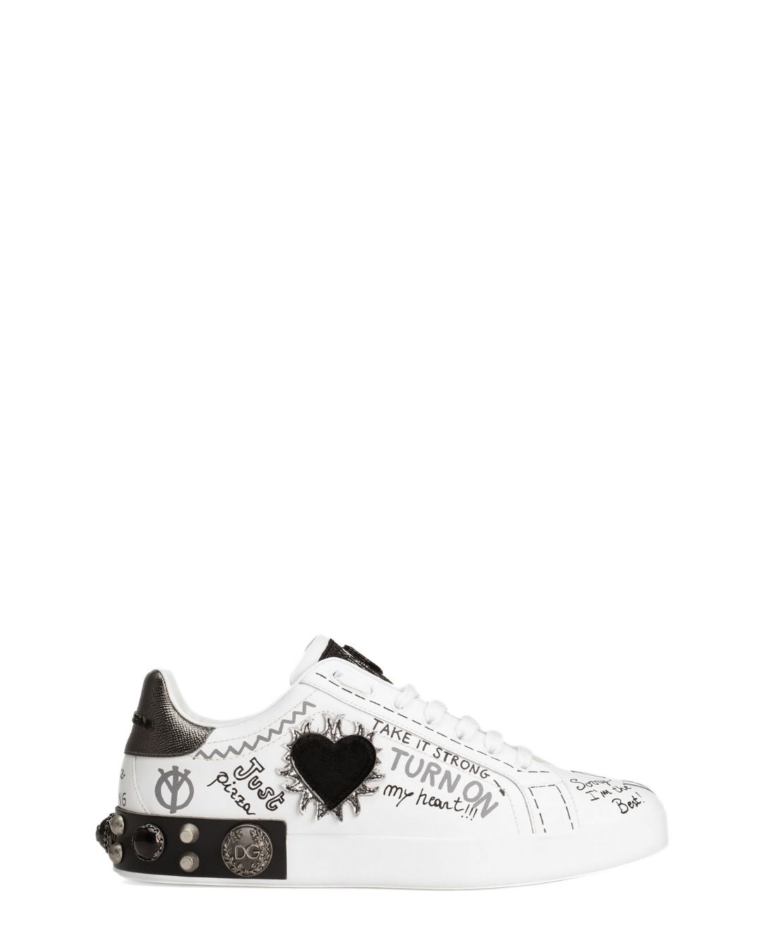 DOLCE & GABBANA Portofino Calfskin Sneakers - White/Black