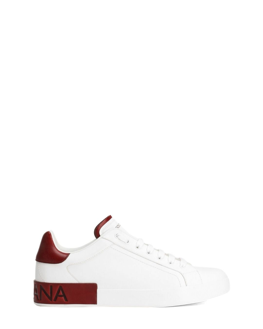 DOLCE & GABBANA Portofino Calfskin Sneakers - White/Burgundy