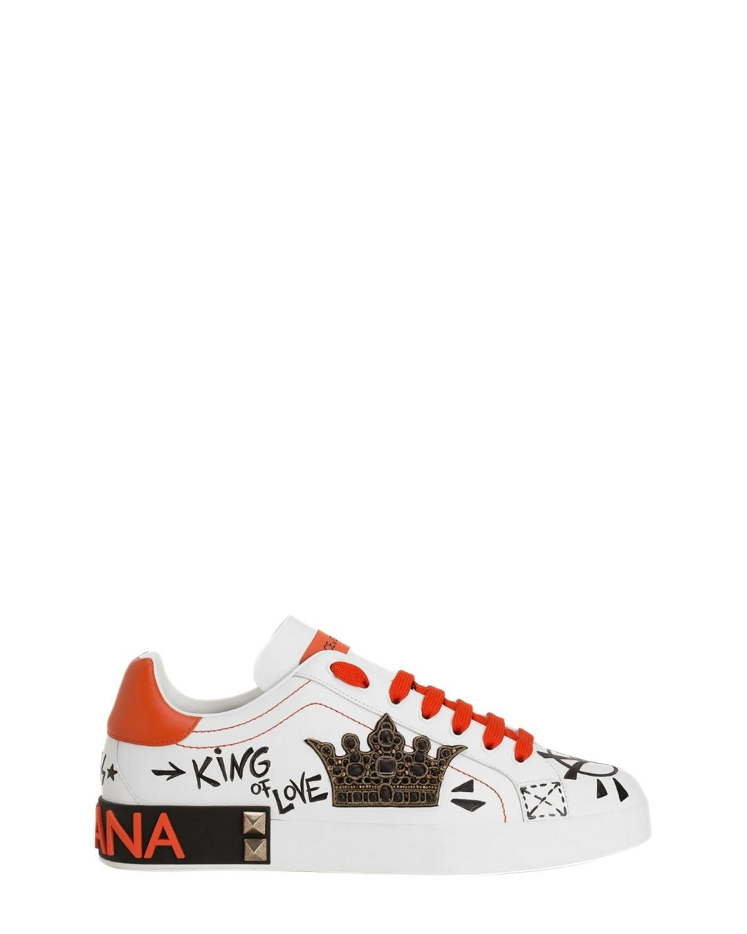 DOLCE & GABBANA Portofino Nappa Calfskin Sneakers - White/Red
