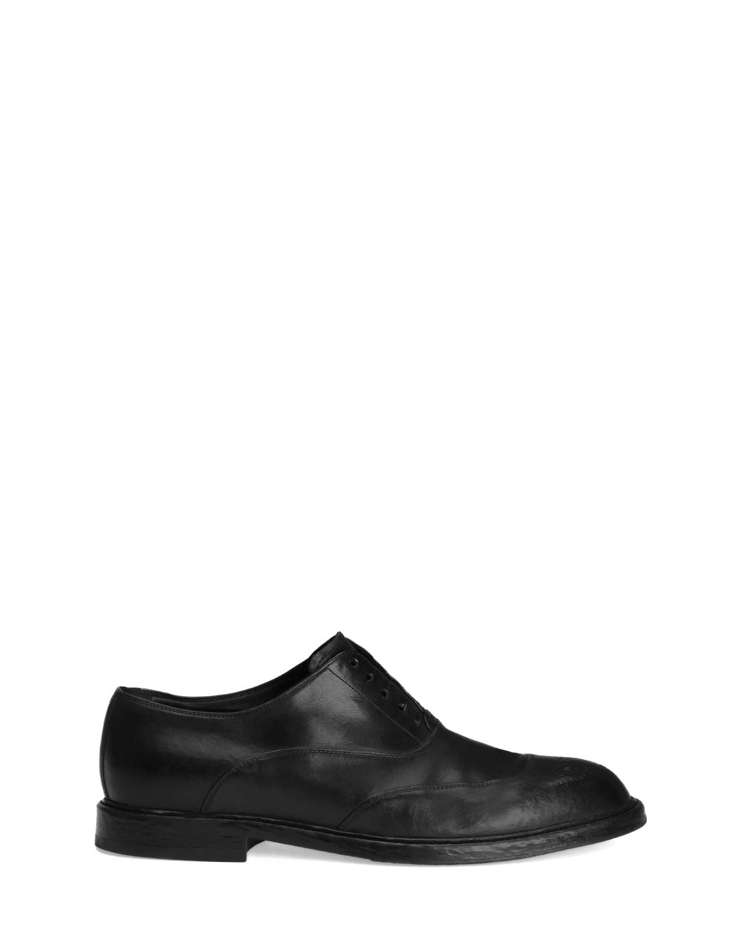 DOLCE & GABBANA Washed Calfskin Laced Shoes - Black