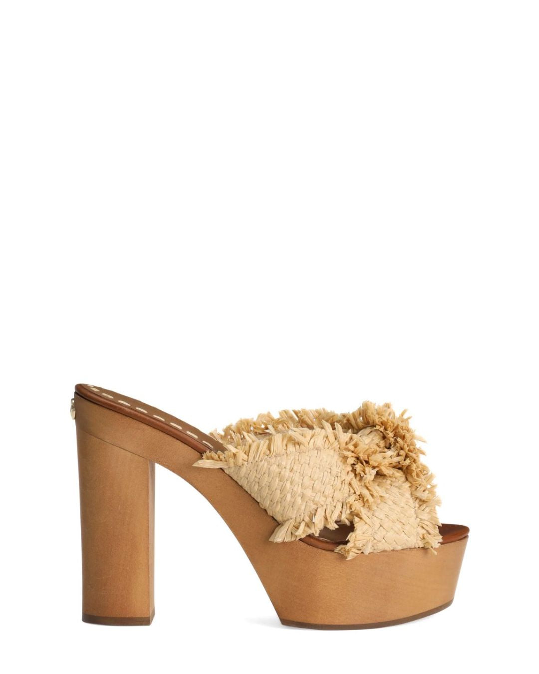 DOLCE & GABBANA Wedge Sandal in Frayed Rafia and Canvas in Beige