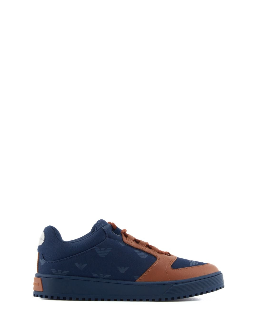 EMPORIO ARMANI Canvas Sneakers with All-over Eagles - Blue