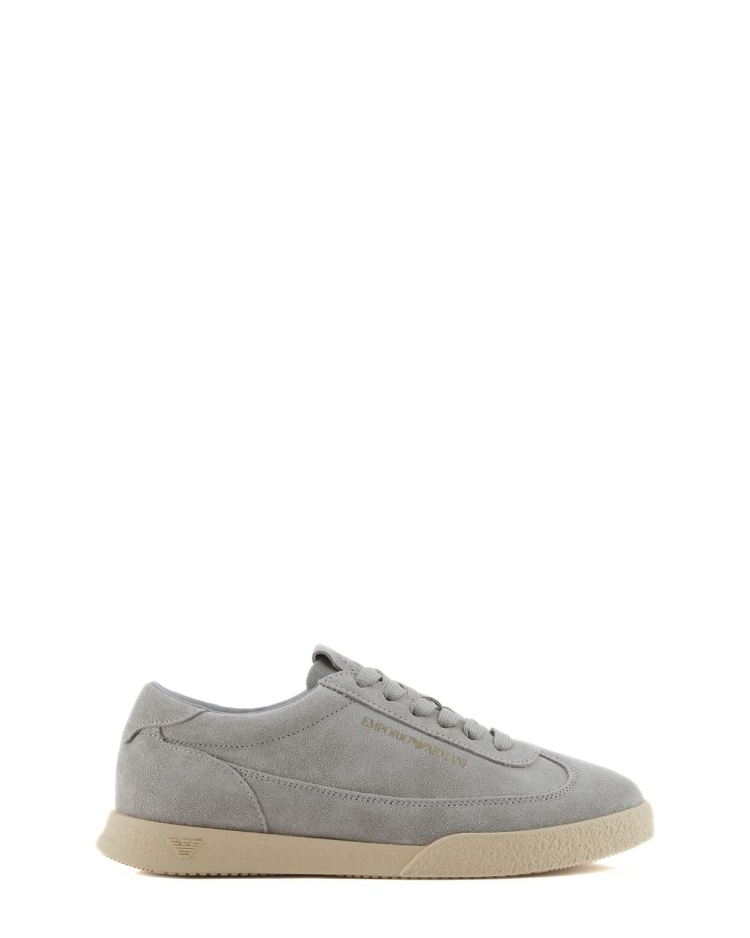EMPORIO ARMANI Leather and Suede Sneakers - Gray