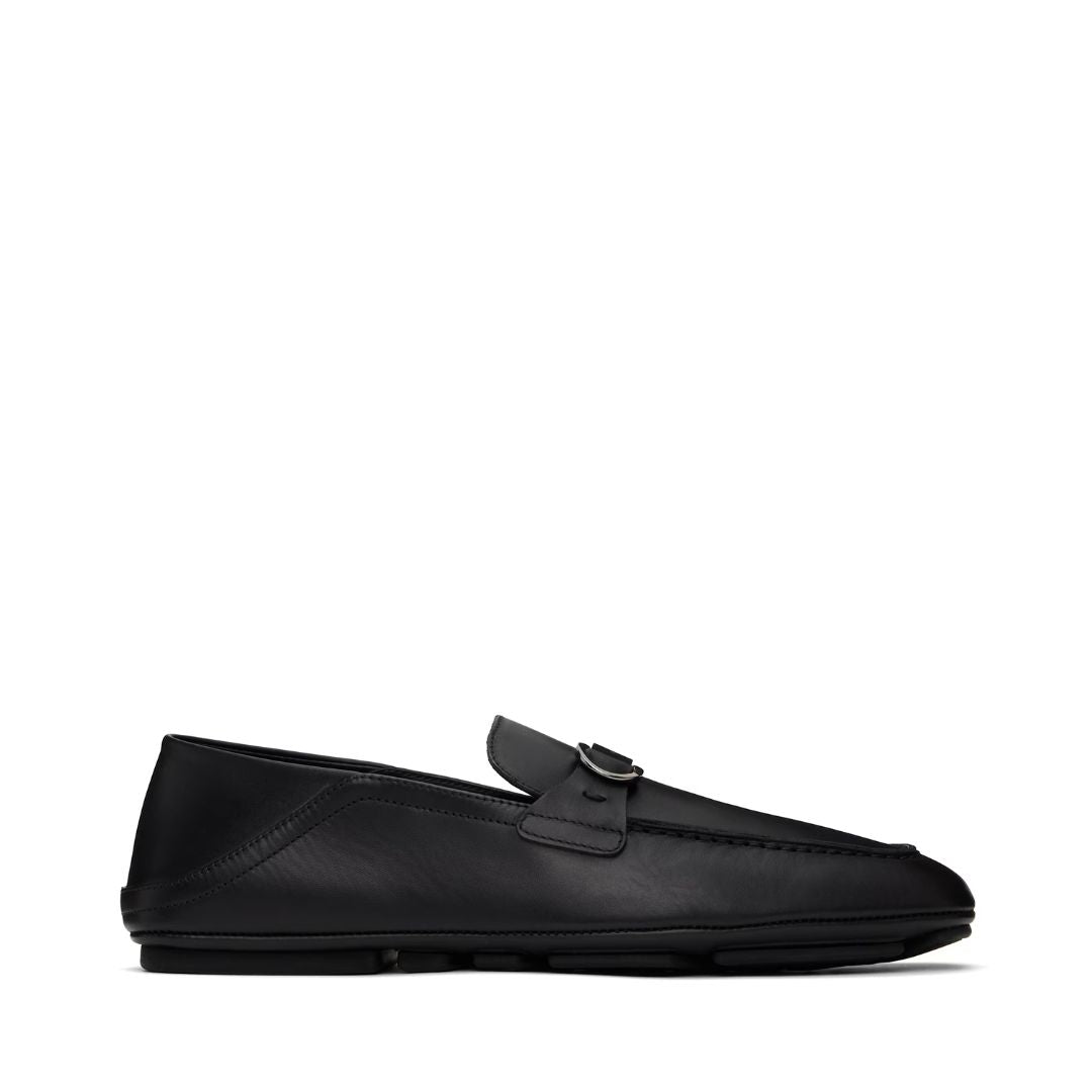 FERRAGAMO Hybrid Gancini Ornament Loafers in Black