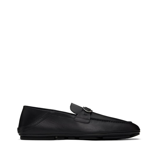 FERRAGAMO Hybrid Gancini Ornament Loafers in Black