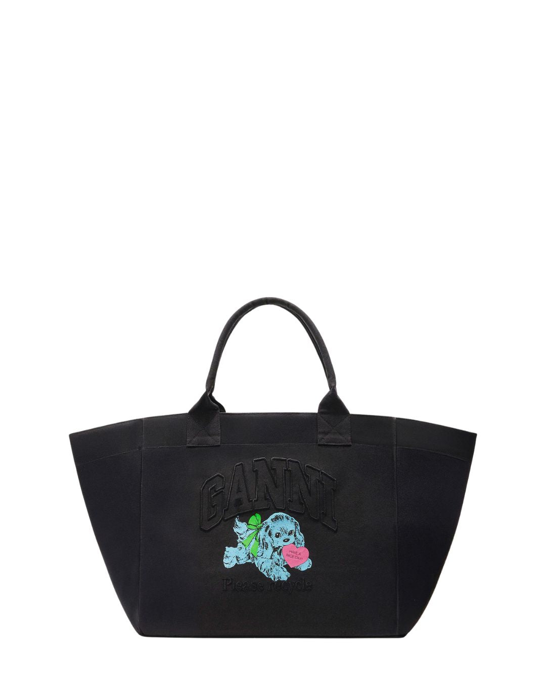 GANNI Black Puppy XXL Tote in Phantom