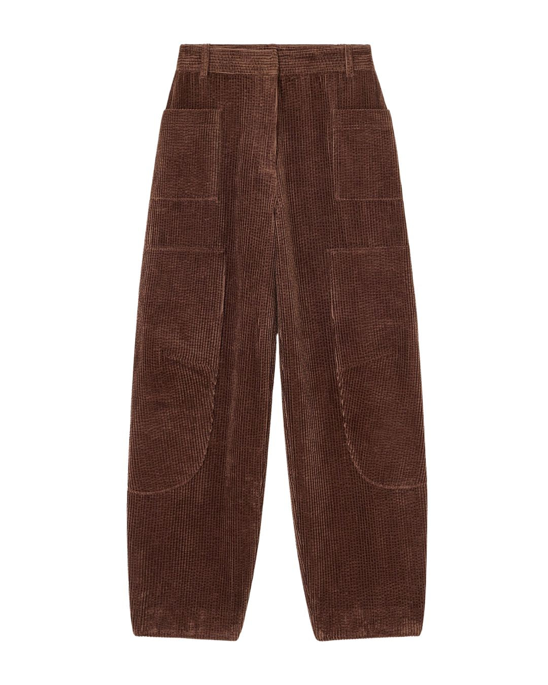 GANNI Brown Corduroy Curved Pants in Chicory Coffee