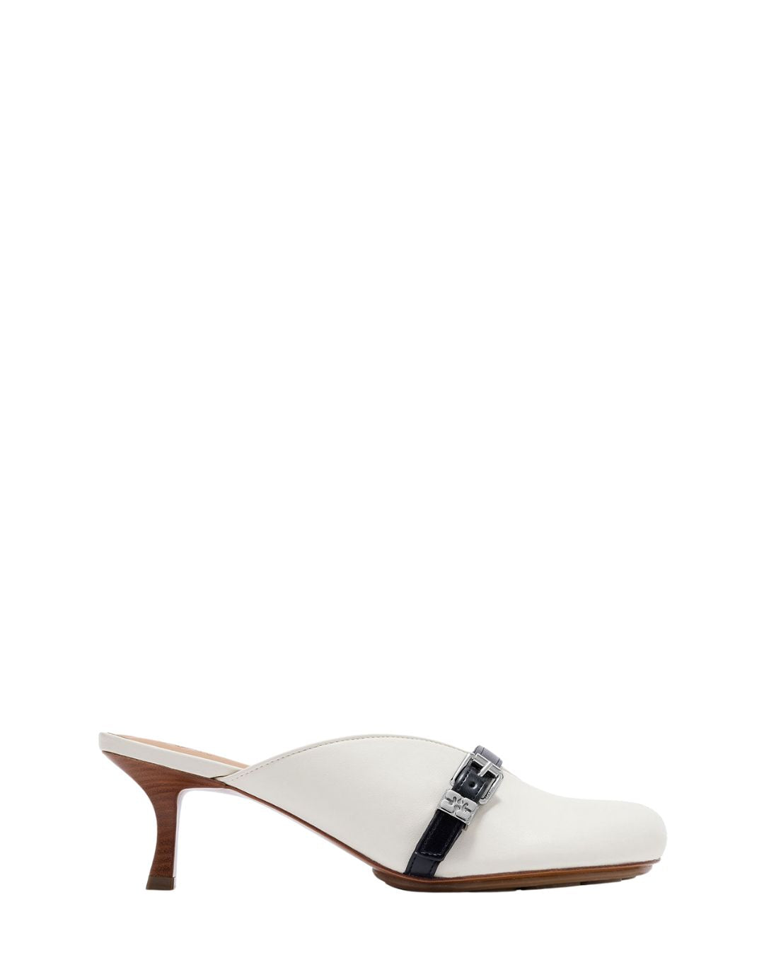 GANNI Sue Heeled Mules in Egret