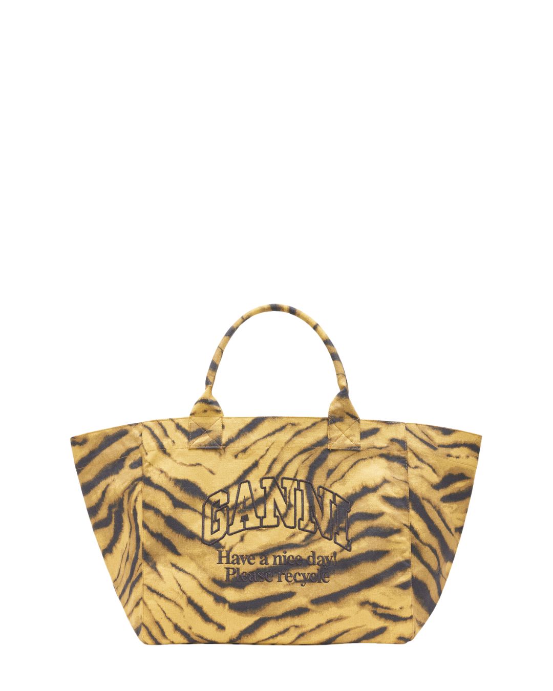 GANNI Zebra Print XXL Tote in Khaki