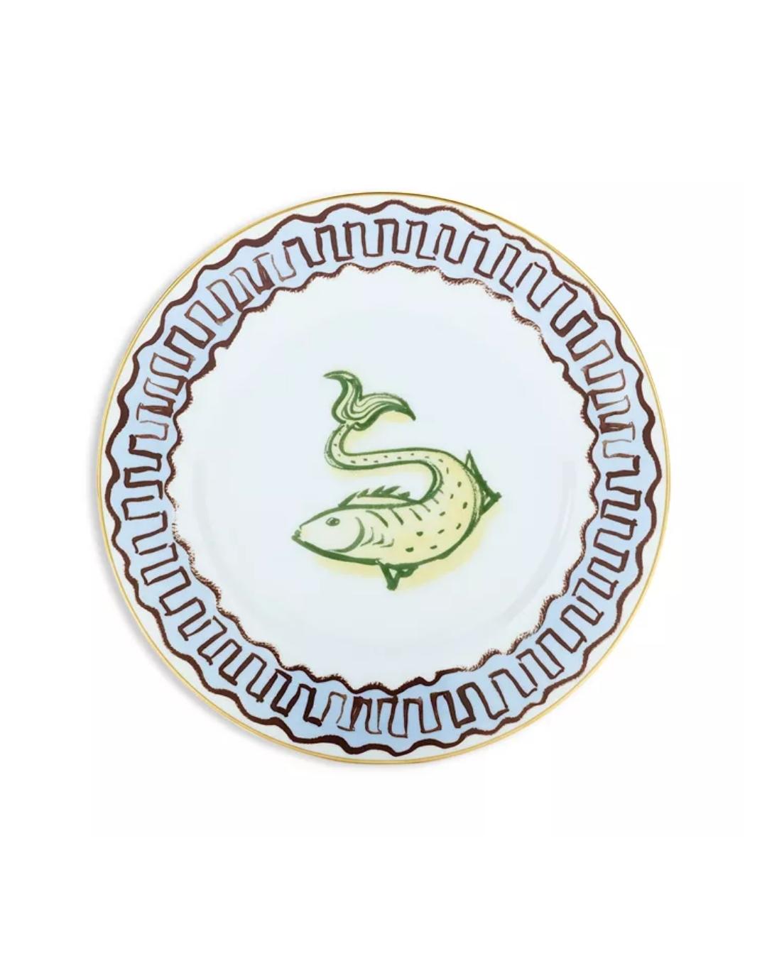 GINORI 1735 Impero Dessert Plate - Light Blue & Yellow