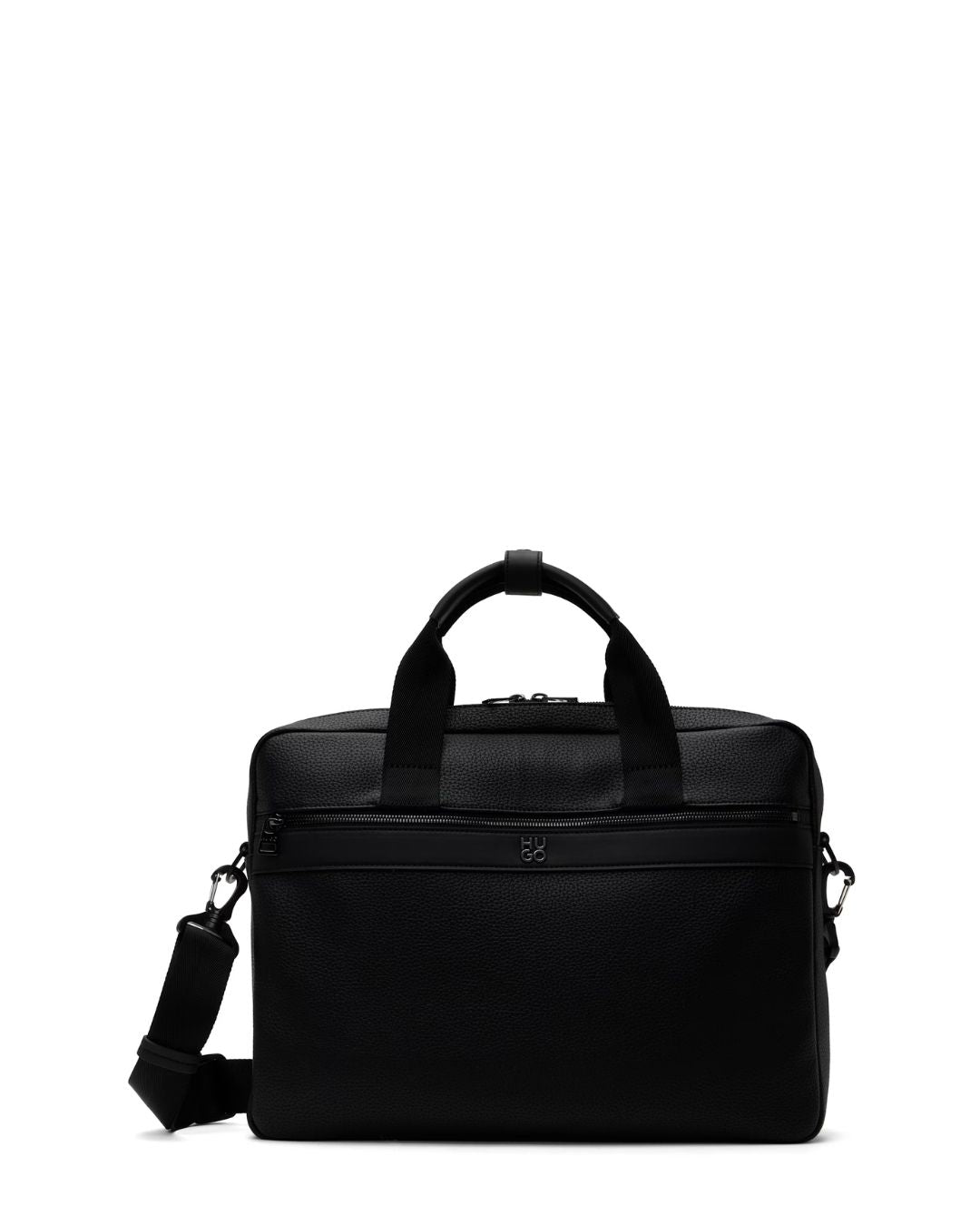 HUGO Logo Hardware Faux-Leather Briefcase - Black