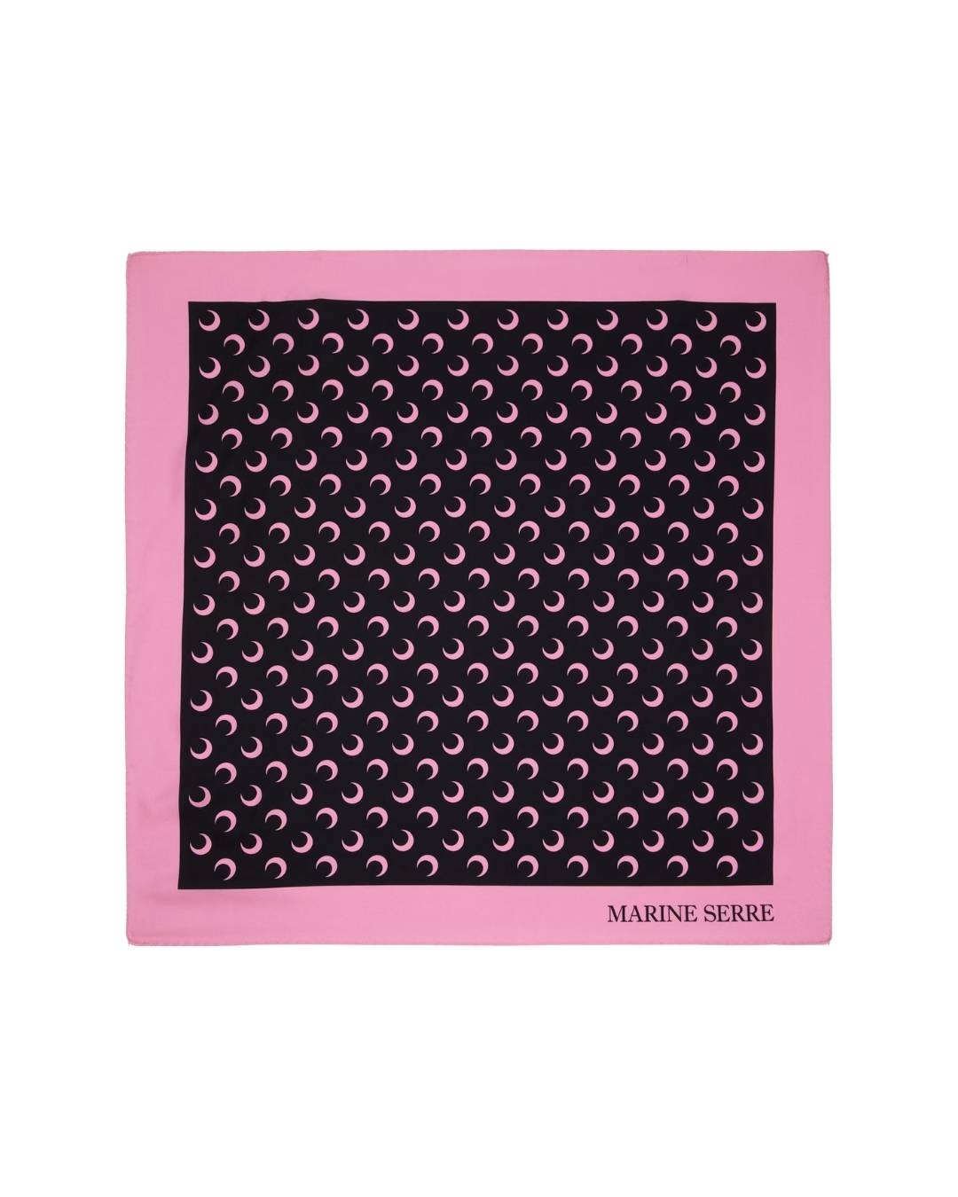 MARINE SERRE Moon Silk Scarf - Black/Pink