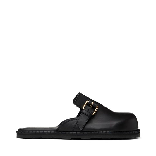 MOSCHINO Leather Mule Loafers in Black