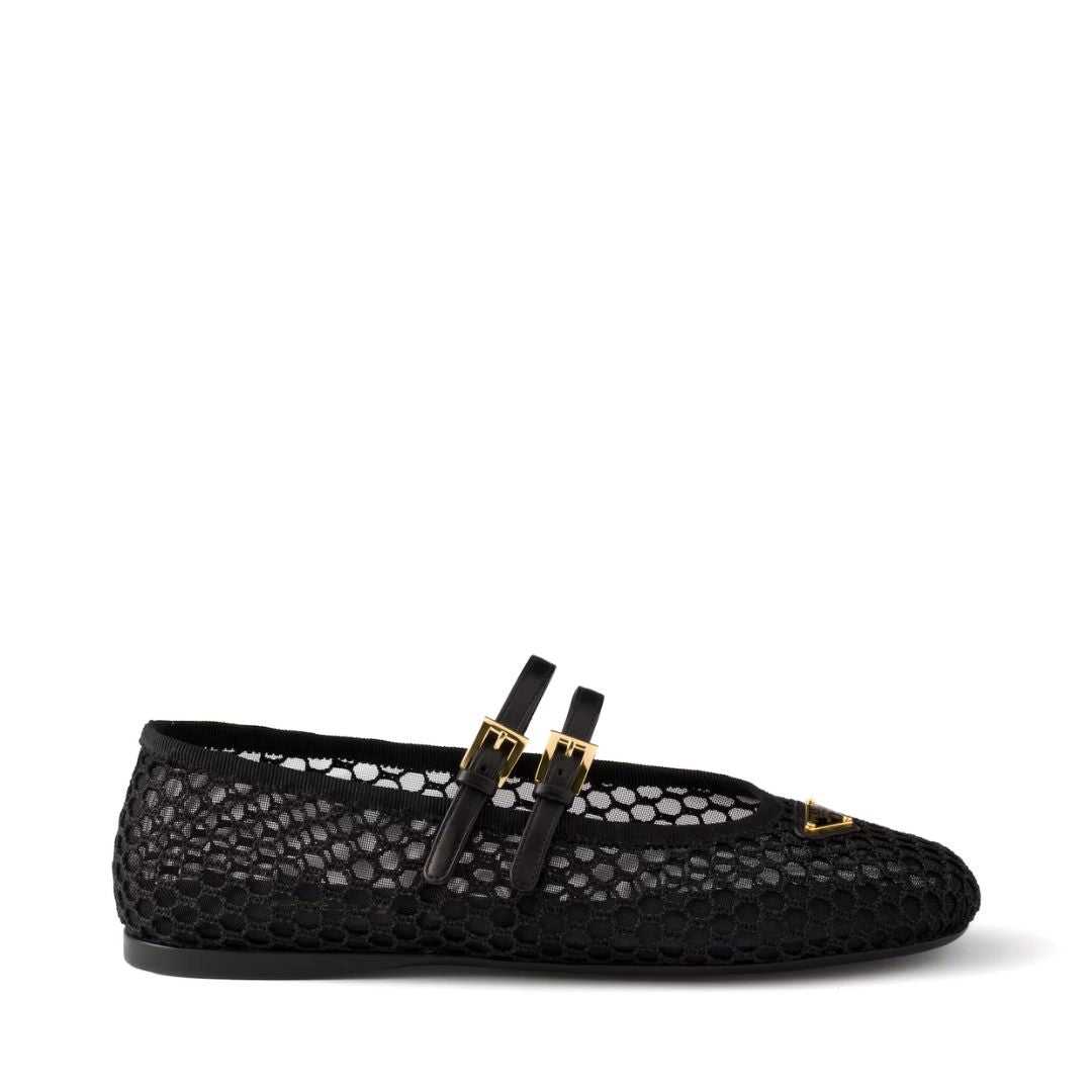 PRADA Mesh Fabric Ballerinas in Black