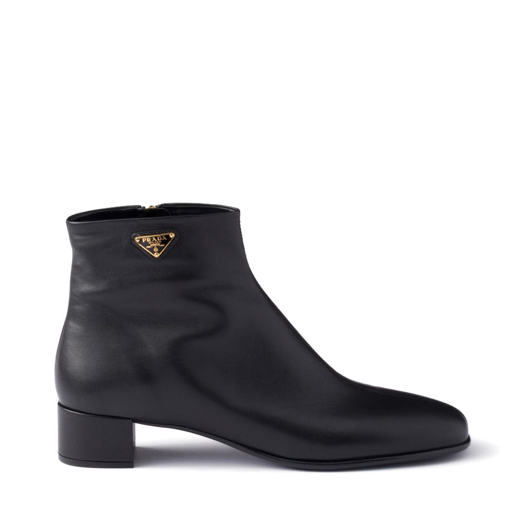 PRADA Nappa Leather Booties in Black