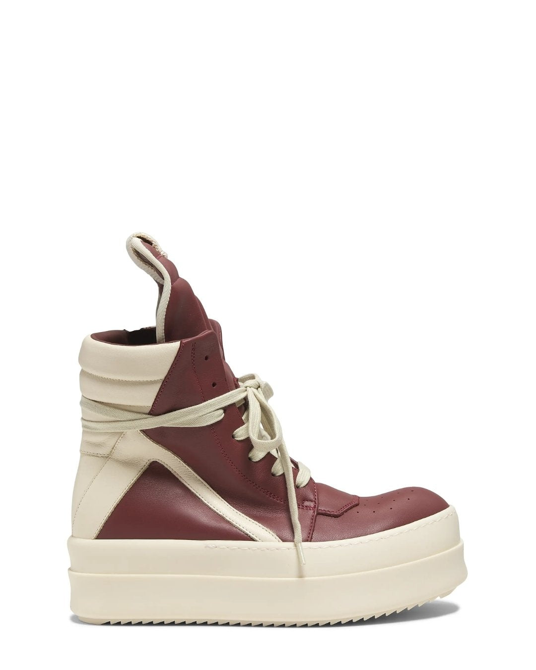 RICK OWENS Geobasket Leather High-Top Sneakers - Rosewood/Milk